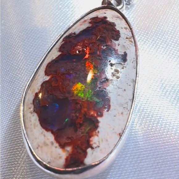 Sterling Silver Mexican Cantera Opal & 10k White Gold 17” Chain - Picture 8 of 11